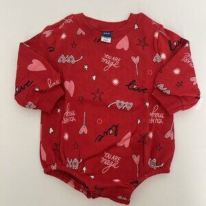 Old Navy Sweet Baby Girl Valentine Long Sleeve Sweater Romper Bodysuit 6-12 m